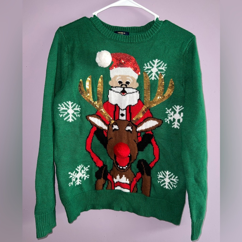 Forever 21 Christmas Ugly Sweater Holiday Party Reindeer Size Medium
